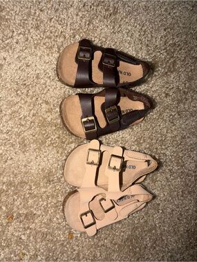 Old Navy Kids Double-Buckle Sandals in Brown and Beige